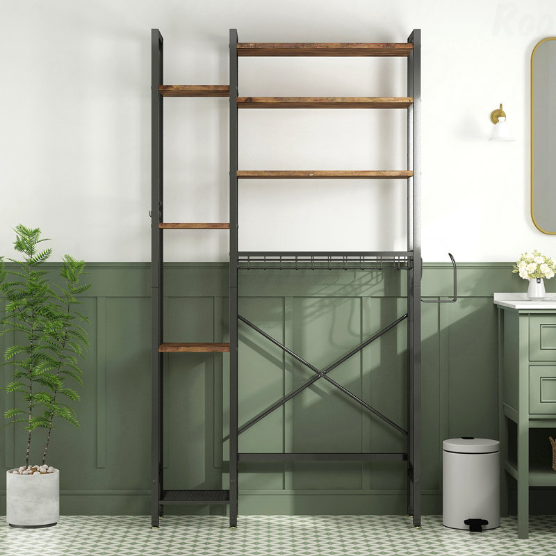 Over-the-Toilet Storage Shelf, 4-Tier Bathroom Organizer with Hooks
