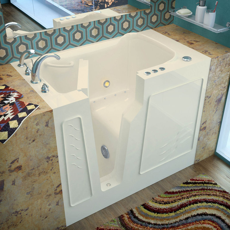 Prairie 45.8" x 26" Walk in Air Bathtub, Biscuit, Left