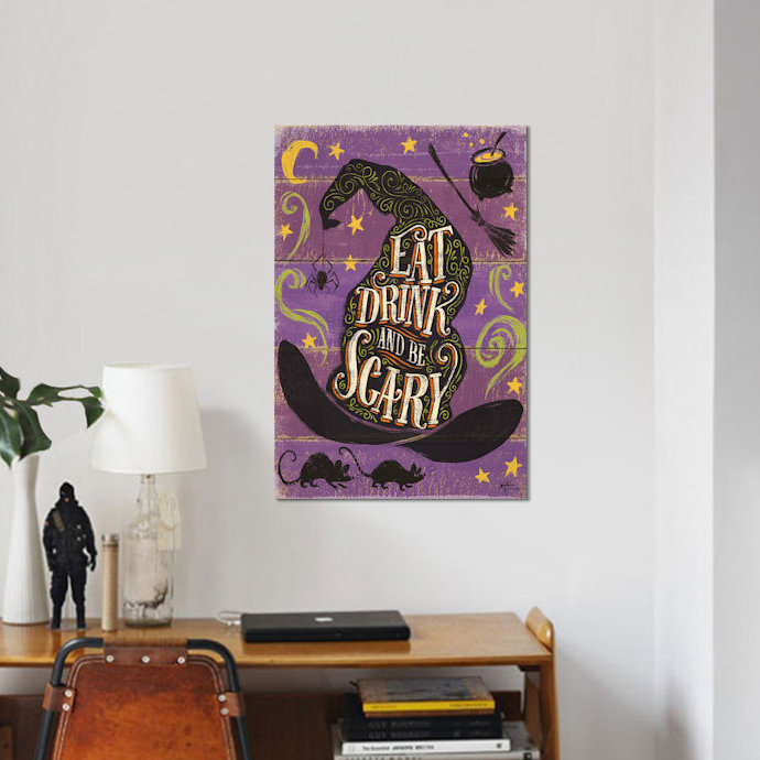 « fright night ii », art textuel sur toile tendue, H 18 po x l 12 po x P 1,5 po, Toile tendue, Pas de tapis