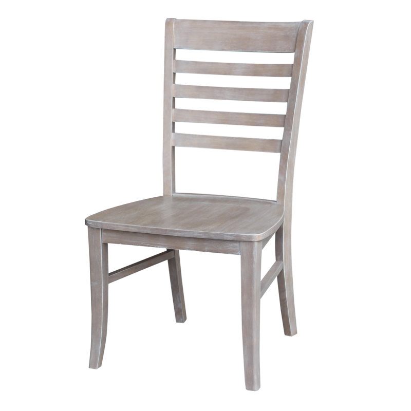 Sardinia Solid Wood Ladder Back Side Chair, Washed Gray Taupe
