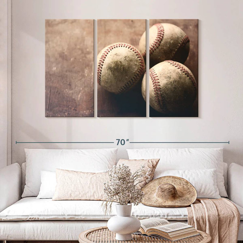 Trio de baseball Sireci, H 32 po x l 50 po