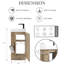 Petit meuble-lavabo de 16 pouces en frêne naturel avec lavabo en pierre, poignées dissimulées et porte-papier hygiénique