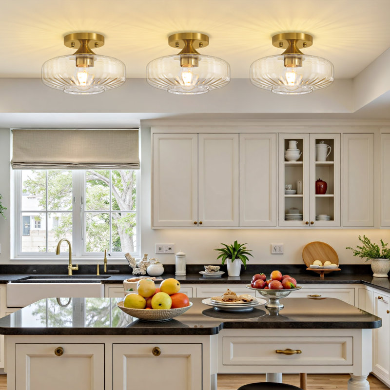 Glass Semi Flush Mount, 6.5cm H x 9.84cm W x 9.84cm D