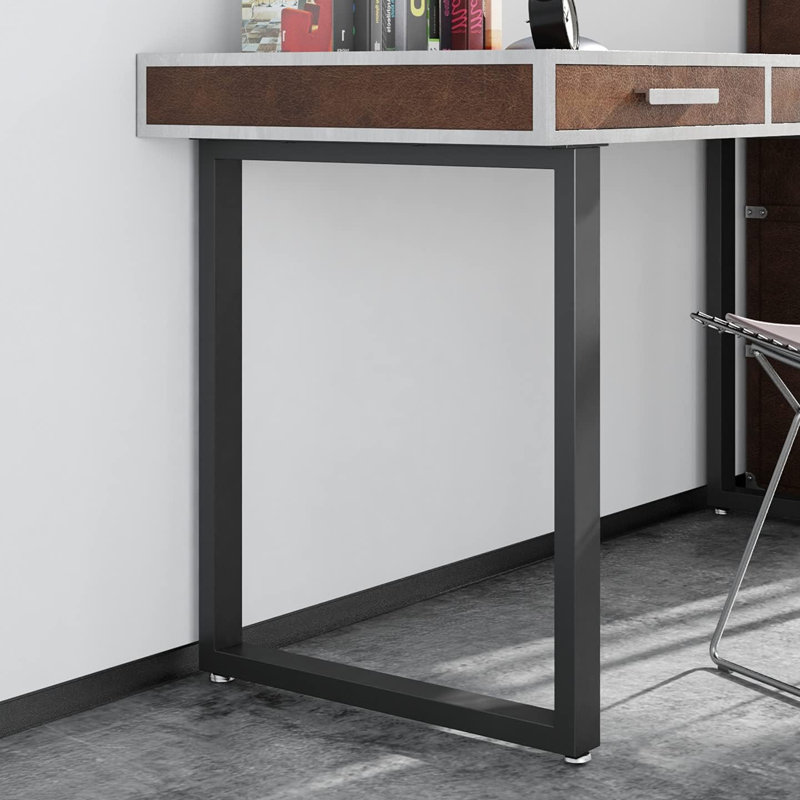 Pieds de table en métal 28 po x 24 po Pieds de bureau robustes Mobilier industriel pour table de salle à manger, table d'ordinateur, table de bureau (2 pièces) - Noir