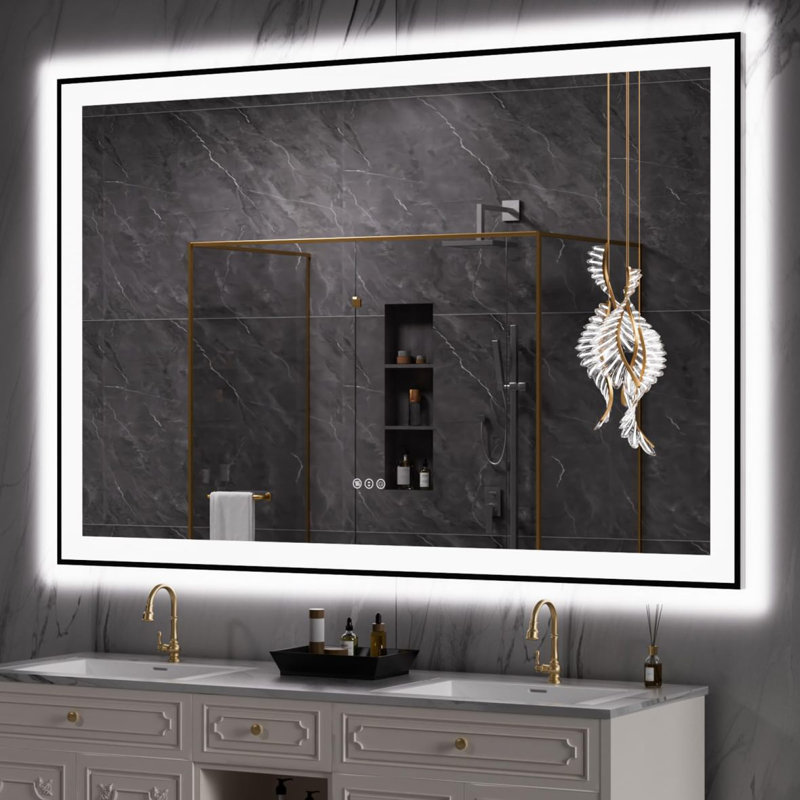 Miroir mural anti-buée, 40 po x 60 po, Blanc2