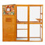 Enclos pour chat H 70,08 po, 4 mezzanine pour animaux de compagnie, 2 aires de repos, plateformes et verrouillables, orange avec des motifs colorés pour une activité multi-animaux avec fenêtre, chambres, toit en asphalte imperméable, chats d'intérieur