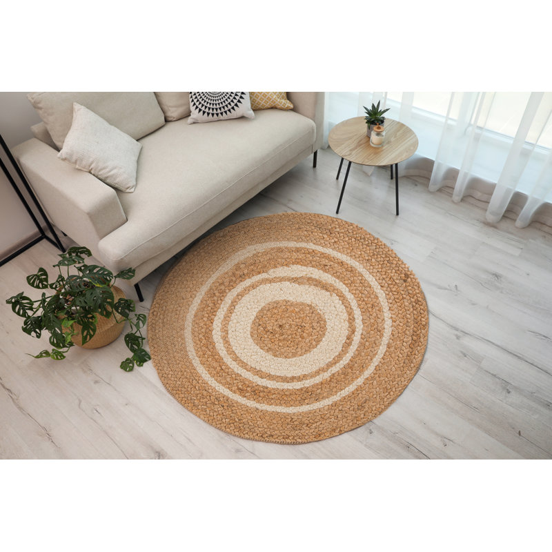 Round Warren Striped Hand Woven Area Rug, Round 120cm