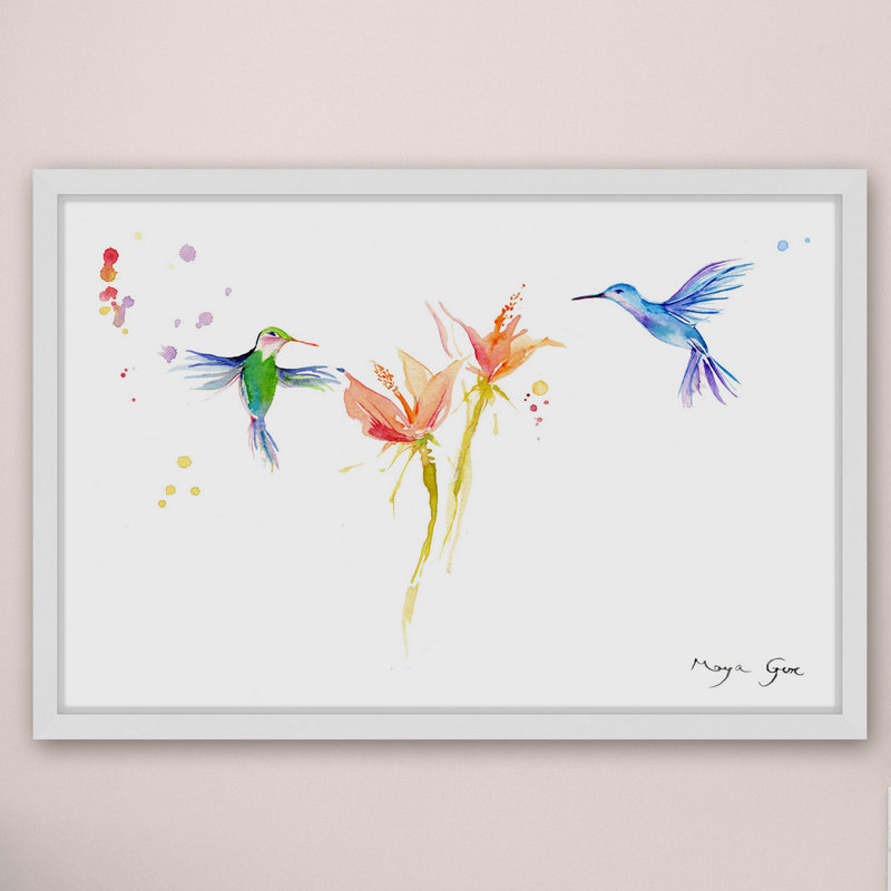 «Hummingbirds Hover» par Maya Gur, reproduction encadrée, H 16 po x l 24 po x P 1,5 po
