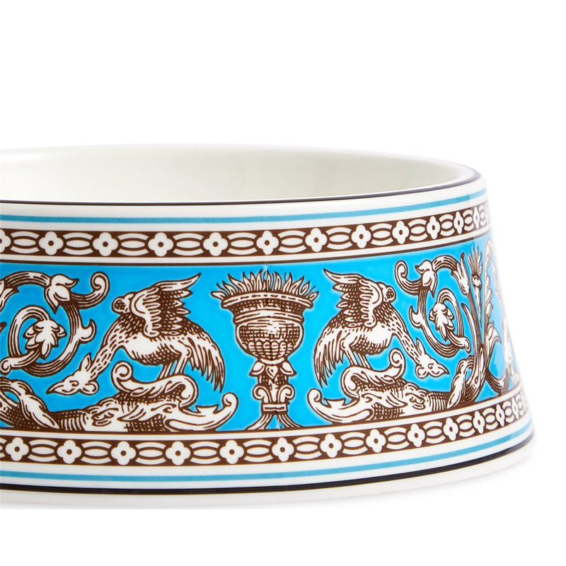 Florentine Turquoise Pet Bowl 17cm 6.6in, Blue Sky