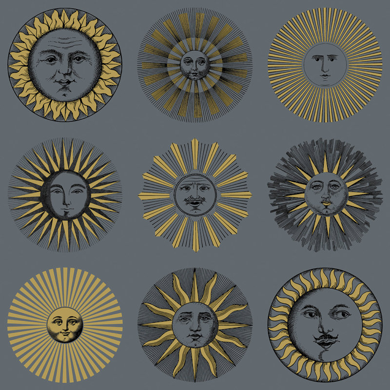 Fornasetti Senza Tempo II Geometric Wallpaper Roll, Midnight/Soft Gold