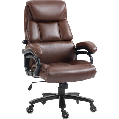 Fauteuil de bureau d'une capacité de poids de 400 lb, taille grande et grande, aspect cuir brun, capacité de travail de l'unité centrale, brun, aide lombaire