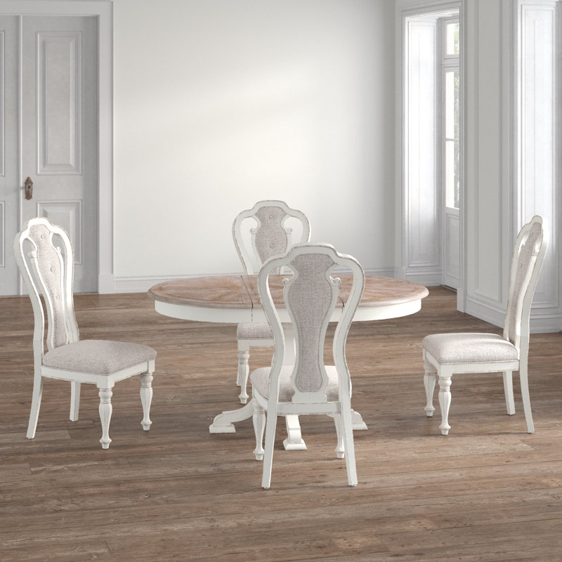 Ensemble de table de salle à manger à piédestal 4 personnes avec chaises rembourrées Colchester