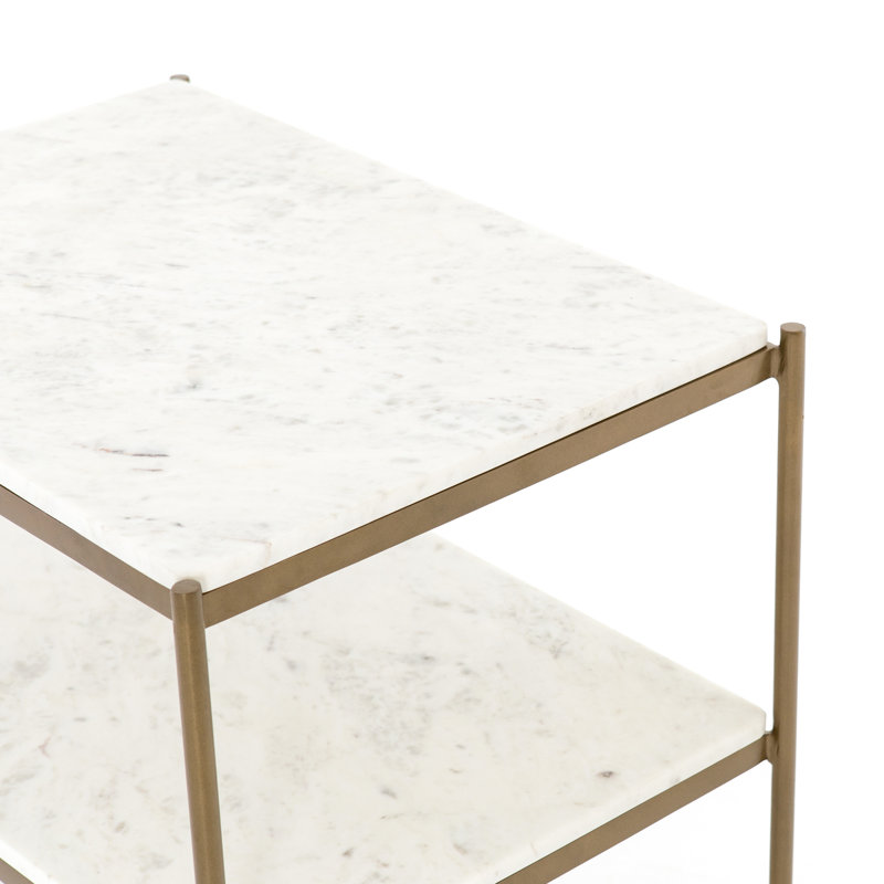 Feltault Nightstand, Antique Brass/White