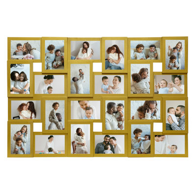 Wall Hanging Picture Frame， Collage Gallery Display， 24  Photos- Gold
