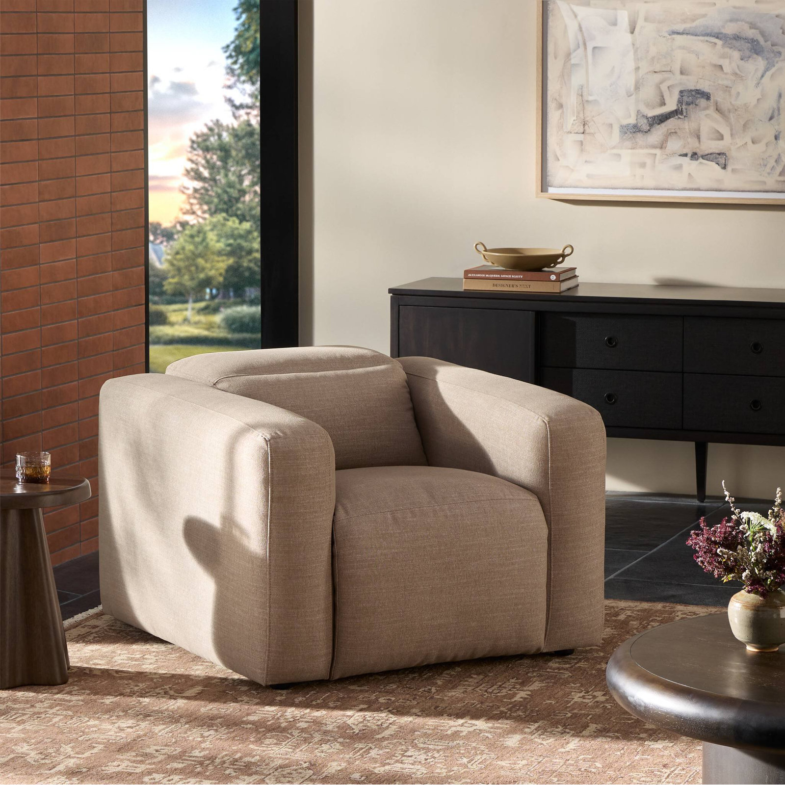 Amed 46" Power Recliner, Crypton Nomad Taupe