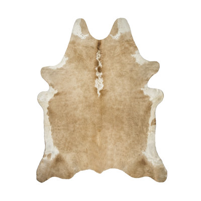 Tapis brun clair / blanc en cuir de vache fabriqué à la main Goosman