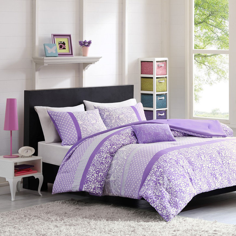 Ensemble d'édredon en polyester , Édredon simple / simple TG, 1 taie décorative et, Mauve