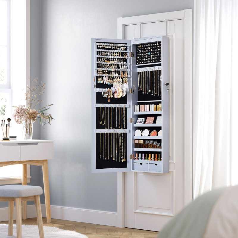 Askins 14.6'' Wide Over-the-Door Jewelry Armoire, Gray