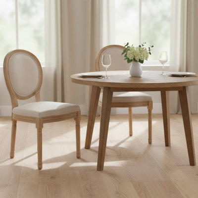 Chaise d'appoint rembourrée 19,71 po H, ensemble de 2 chaises en bois massif à dossier King Louis Decor
