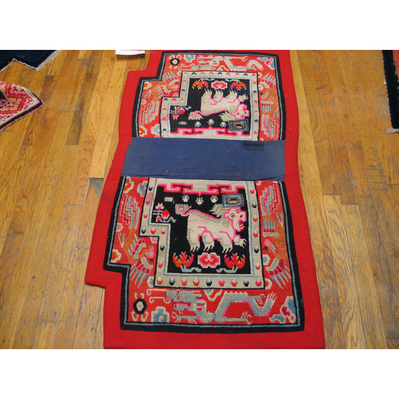 Antique Chinese Foo Dog Design Saddle Horse Cover Rug