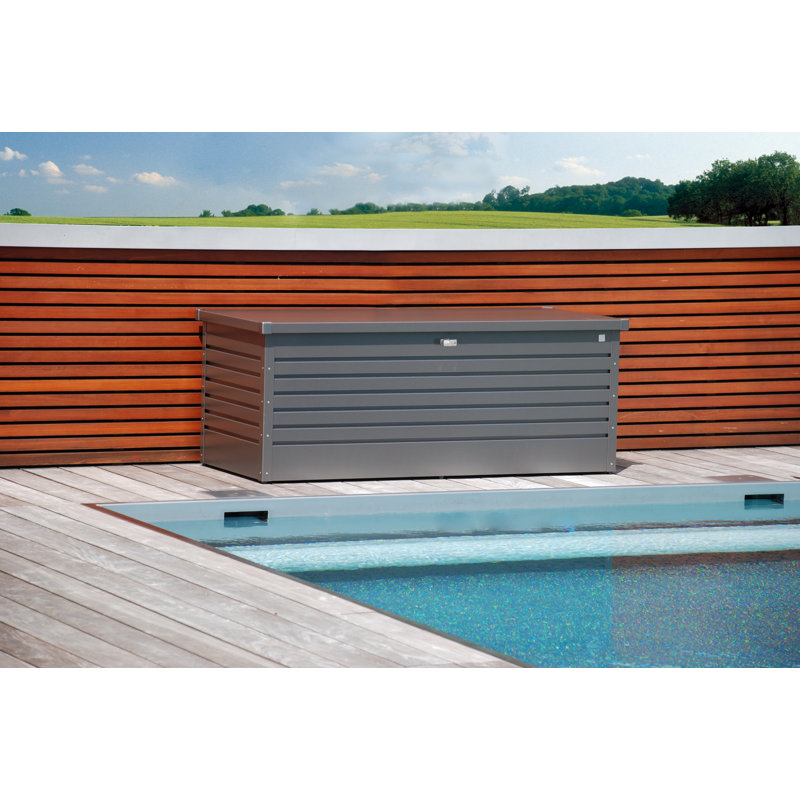 Biohort LeisureTime 210 Gallon Water Resistant Metal Deck Box with Lock, Dark Gray