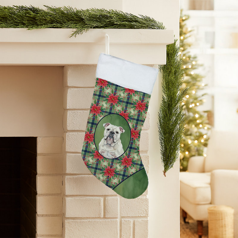 Chaussette de Noël bouledogue anglais blanc