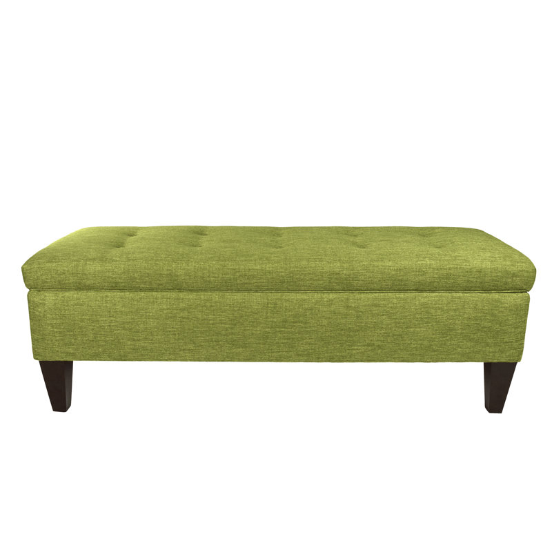 Philson Polyester Upholstered Storage Bench, Grass Green