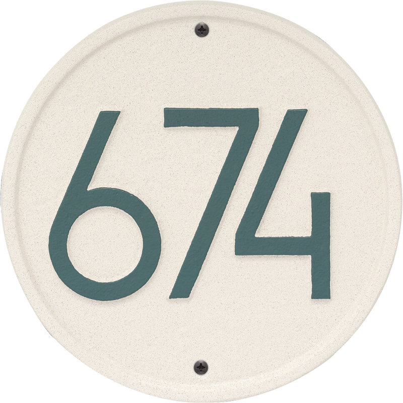 Round Modern Personalized 1-Line Wall Address Plaque, Coastal Green, Yes