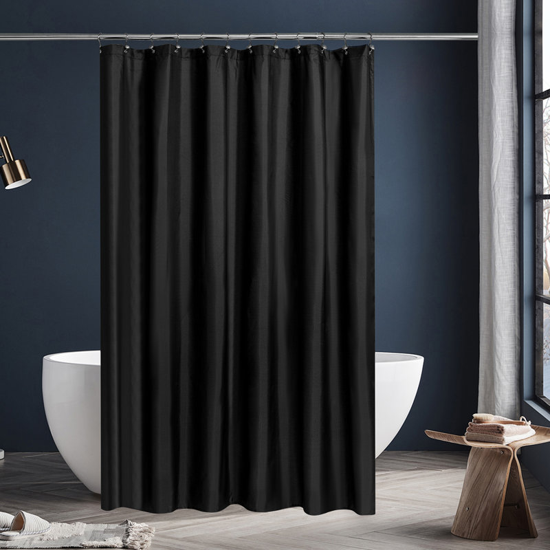 Rideau de douche en tissu hydrofuge, Noir, H 72 po x l 72 po