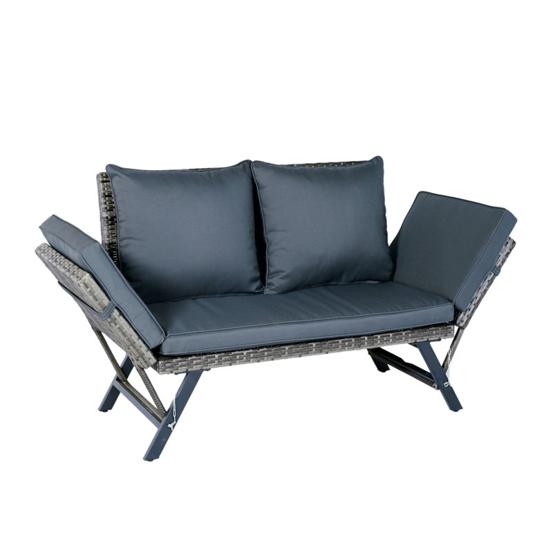 1 banc de côté pliable en osier de patio