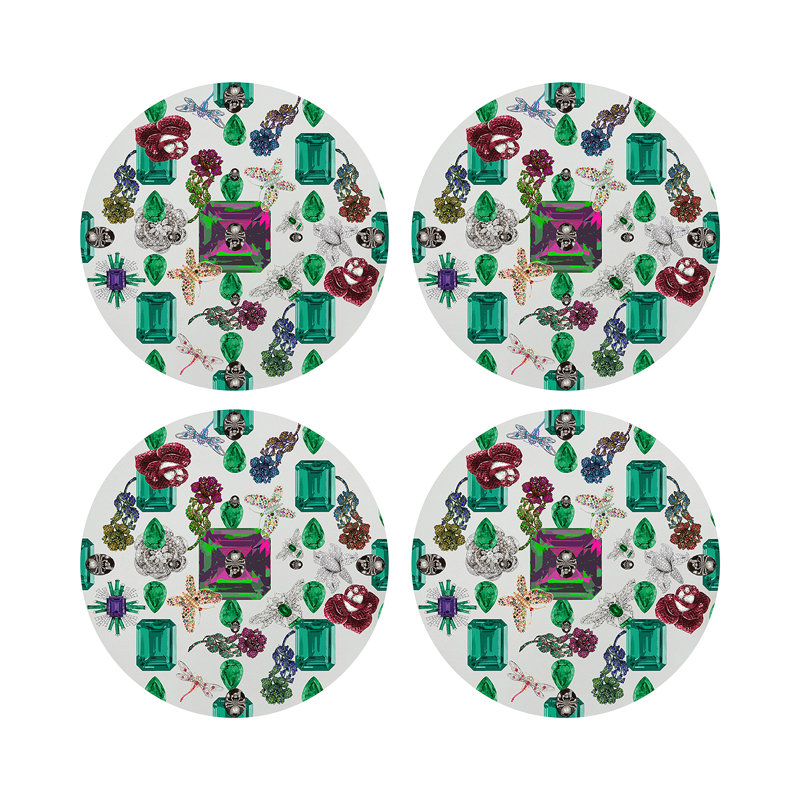 Napperon Jewel Box Emeralds, Blanc