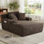 Chaise longue 49,2 po en fausse fourrure, canapé-lit simple, fauteuil de lecture d'appoint à siège profond avec porte-gobelet et poche latérale - aucun assemblage requis-2016444647