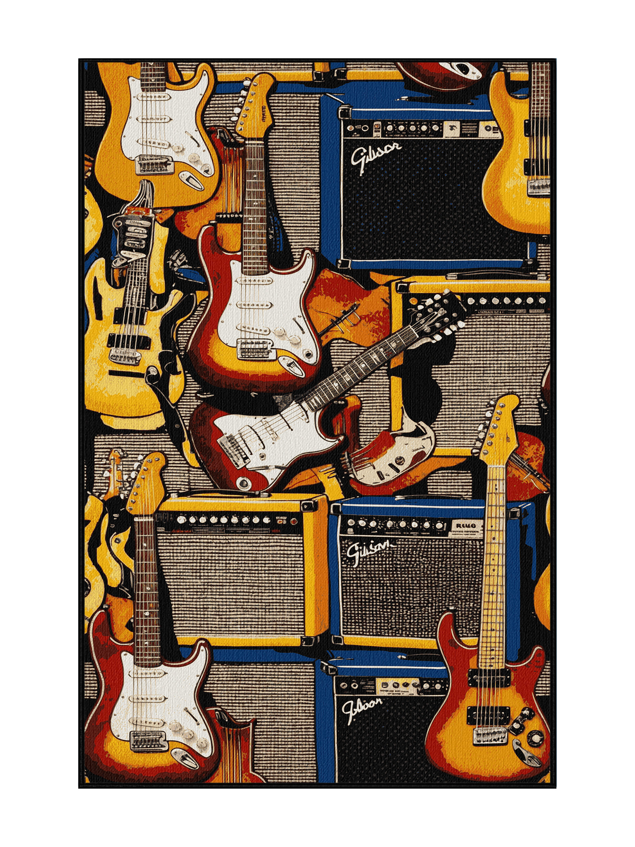 Dakota Fields Washable Electric Guitar and Amplifiers Music Area Rug ...