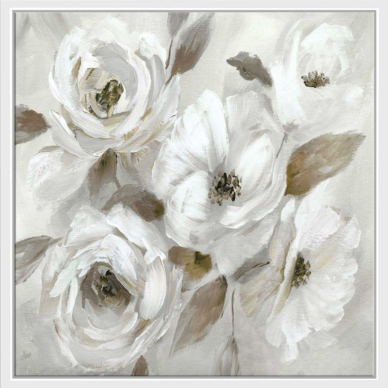 «Winter White» par Nan - reproduction sur toile tendue, L 27,5 po x H 27,5 po, Cadre blanc