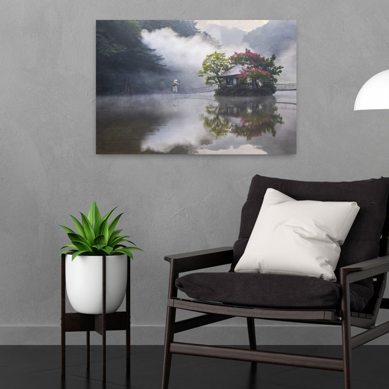 Impression d'art mural abstrait Misty Bridge Crossing, H 16 po x l 24 po