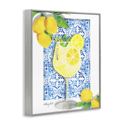 Mediterranean Limoncello Drink Framed Giclee, design by Hillary Holt