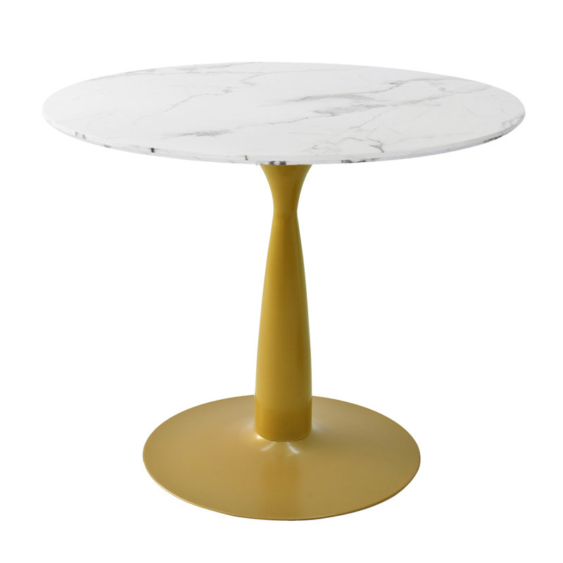 Nicole 40" Pedestal Dining Table, Gold