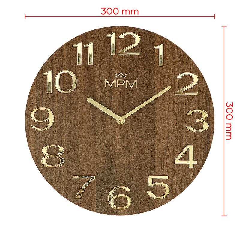 Wood Wall Clock, Brown/Gold