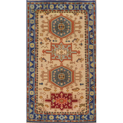 Geometric Handmade Kazak Indian Rug 3x5