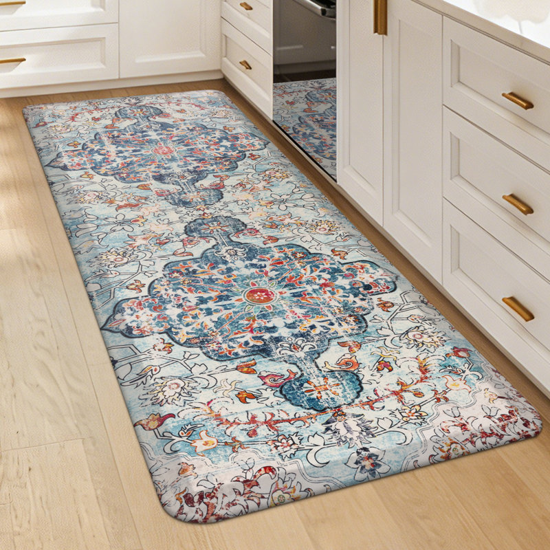 Tapis de cuisine antidérapant, Runner 22"Wx54"Lx0.79"H, Red/Beige/Blue