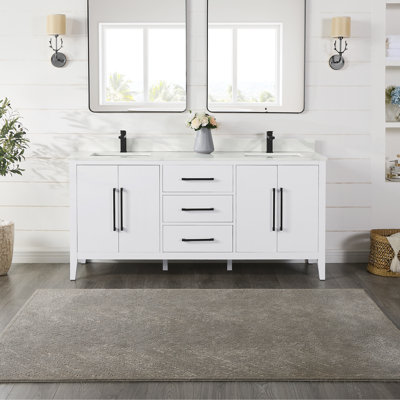 Griselde 72""  Free Standing Double Bathroom Vanity with Quartz Top -  Beachcrest Homeâ¢, 676CC9C06CD841BE92B947EC3E7C42E8