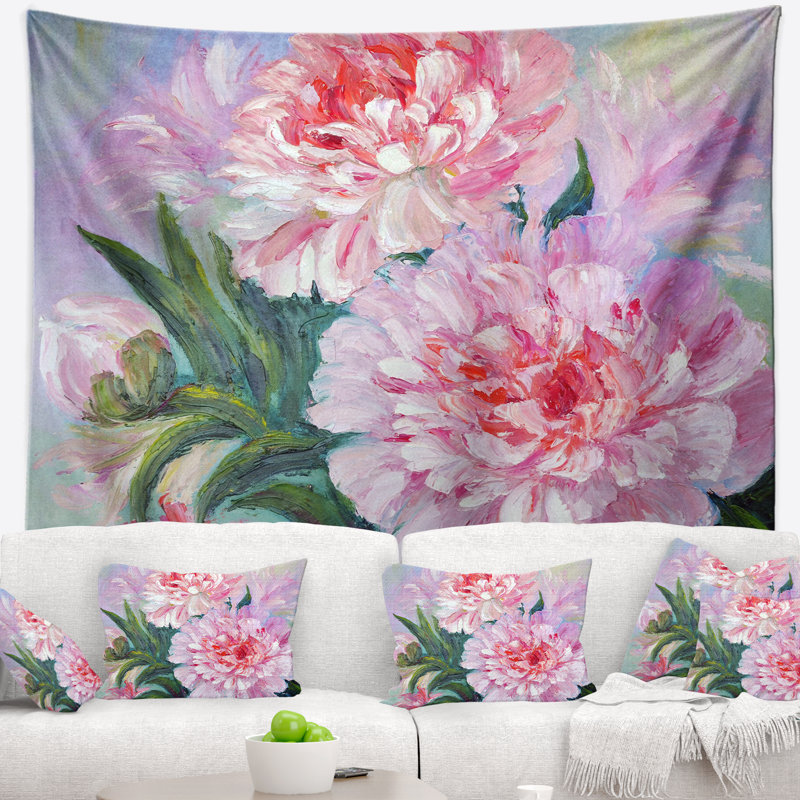 Tapisserie pleine de pivoines soufflé Floral, H 32 po x l 39 po