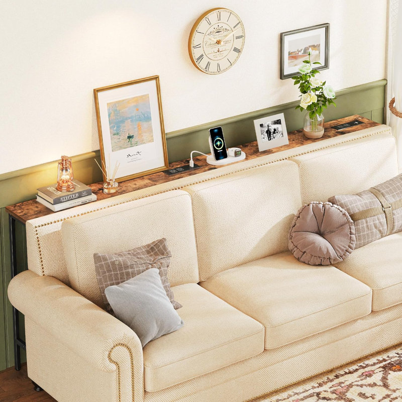5.9 Inch Narrow Console Table With Outlet Sofa Table Set Of 2