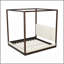 Lit plateforme à baldaquin en bois très grand avec tête de lit tapissier, structure espresso et tissu blanc-1456924361-1456924363