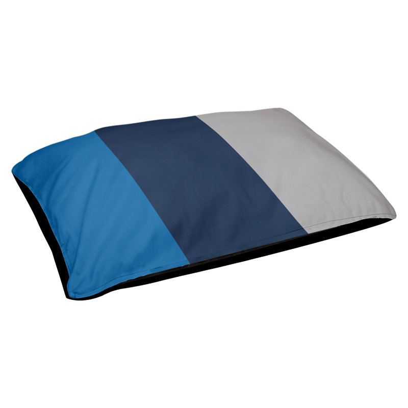 Coussin rectangulaire designer Tampa Bay, Grand (L 40 po x l 50 po), Bleu aviateur / bleu nuit polaire / argent