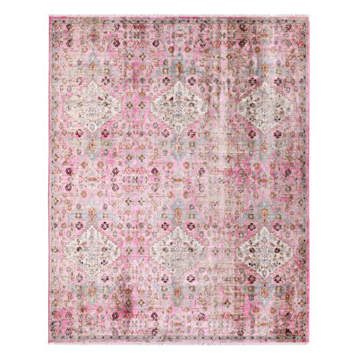 Tapis d'intérieur rose / gris à motif d'inspiration rétro Finnuala