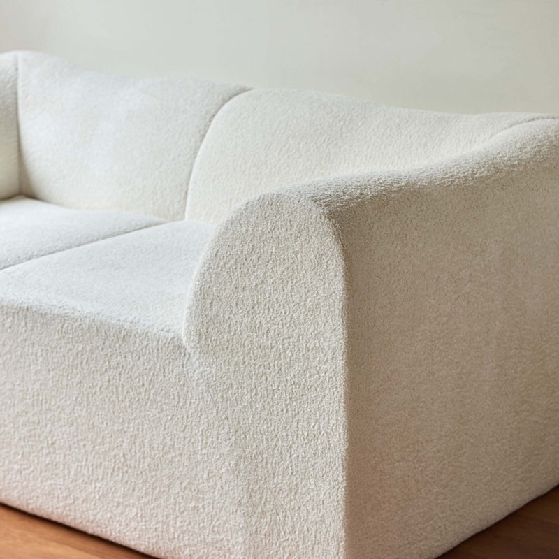 Canapé 2 places en velours avec coussins, Beige