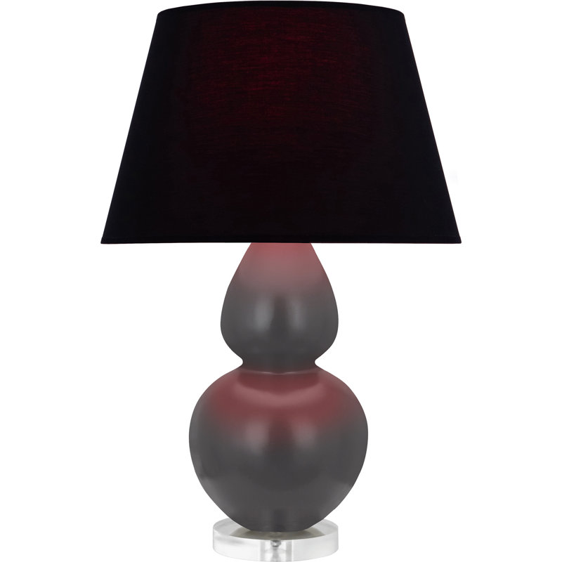 Lampe de table matte à double gourde, Gris, Noir / Rouge