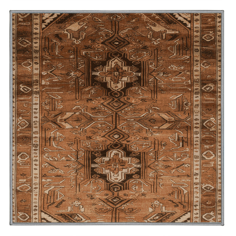Tapis brun lavable à la machine, Carré 3 pi