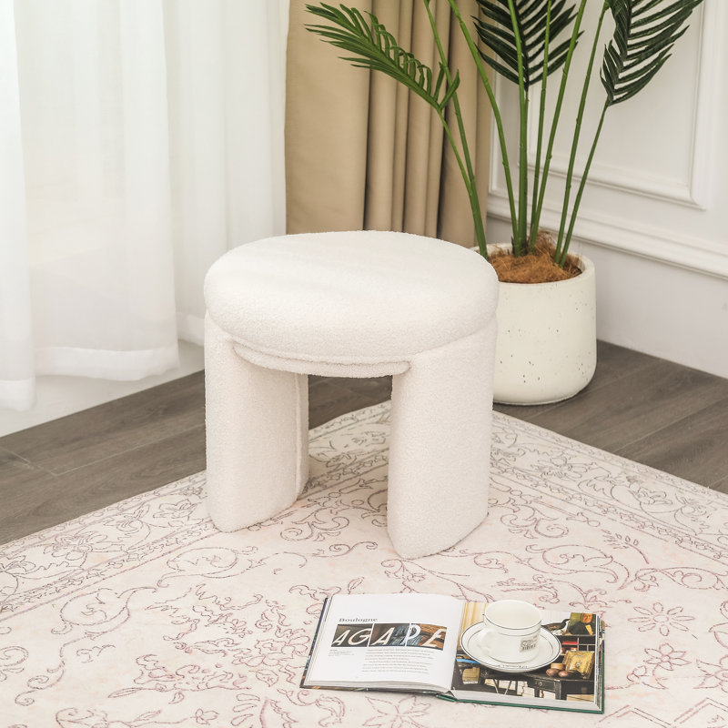 Demetras Upholstered Ottoman, White